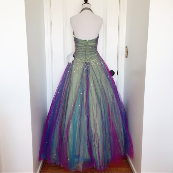 SOLD. Gorgeous Tulle Halter Dress - Picture 2 of 4